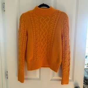 Nordstrom’s x Halogen Vibrant Orange Cable Knit Turtleneck Sweater